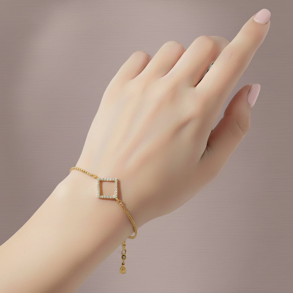 Princess-Cut CZ Bracelet (Gold plated)