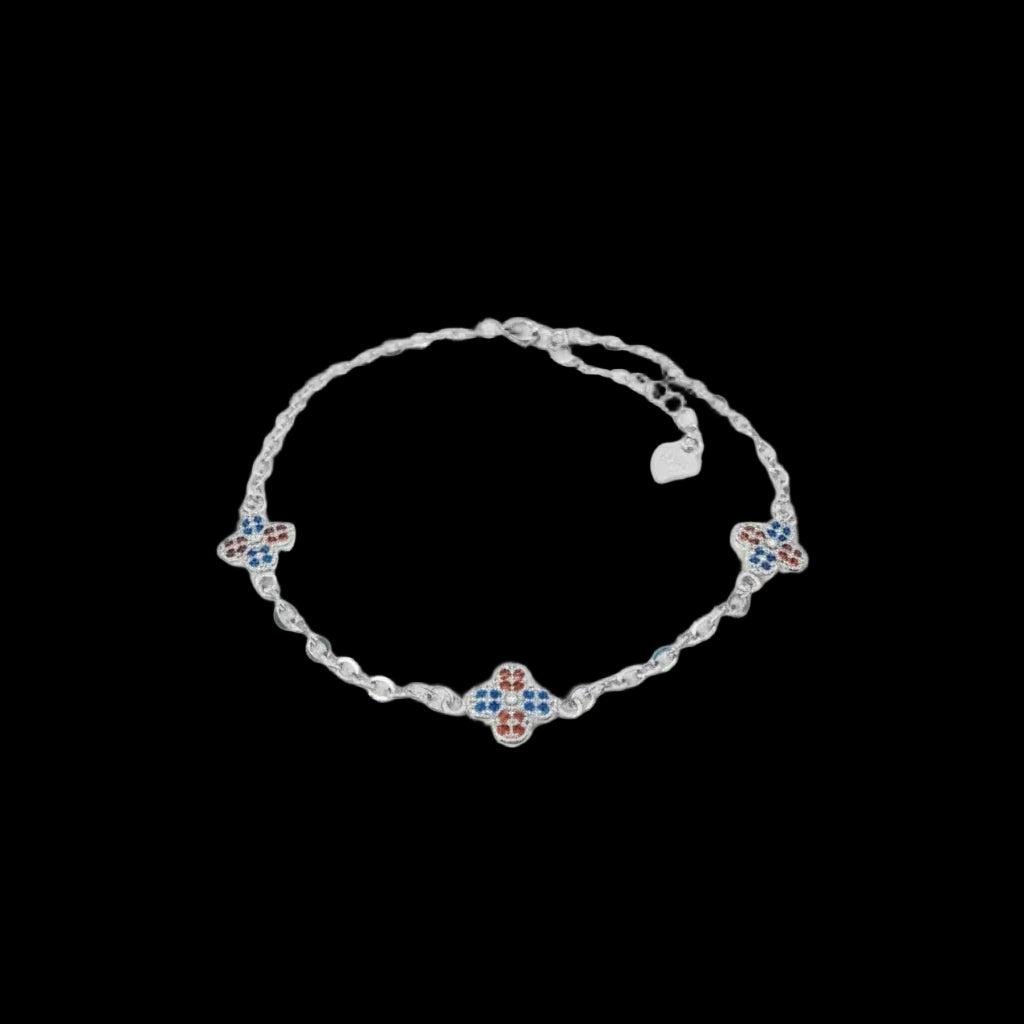 Multicolor CZ Clover Blossom Bracelet